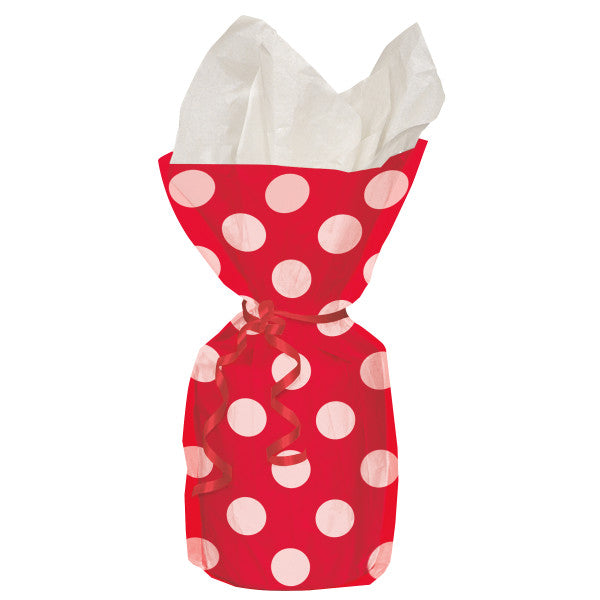 Party Gift Cellophane Bags Red With White Polka Dots, 20-ct.