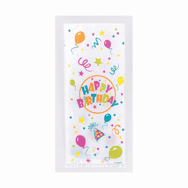Party Gift Bags With Twist Ties Happy Birthday Design, 20-ct.
