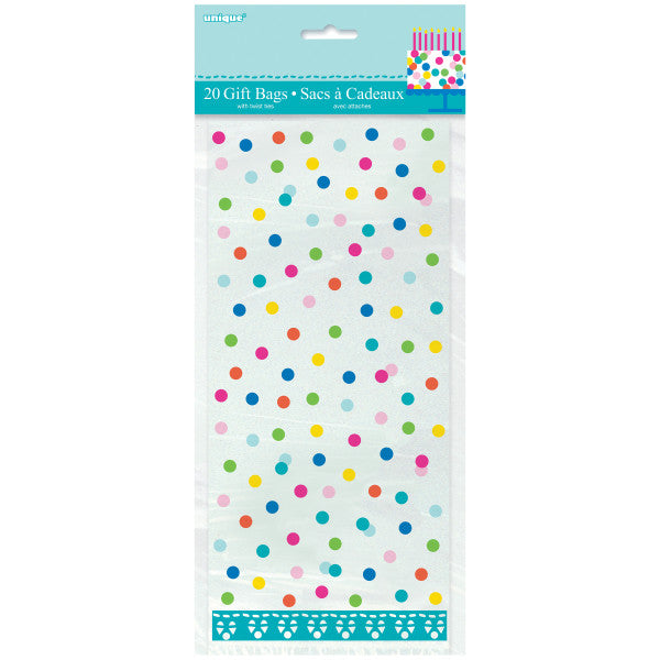 Party Gift Bags With Twist Ties Birthday Cake Polka Dots, 20-ct.