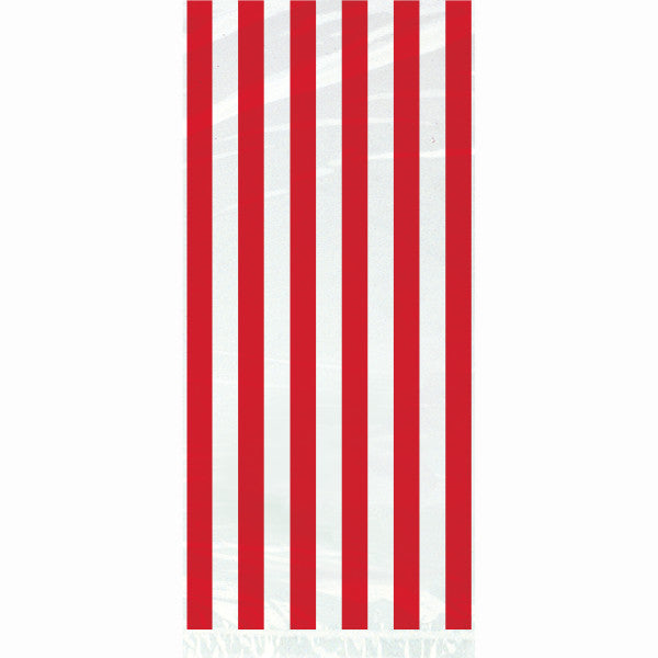 Party Gift Bags With Twist Ties Red Stripes Design, 20-ct.