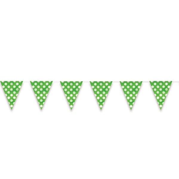 Flag Banner Green With White Polka Dots Decorations, 12 ft.