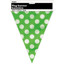 Flag Banner Green With White Polka Dots Decorations, 12 ft.