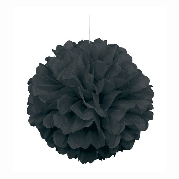 16" Large Puff Ball Black Decorations, 1-ct.