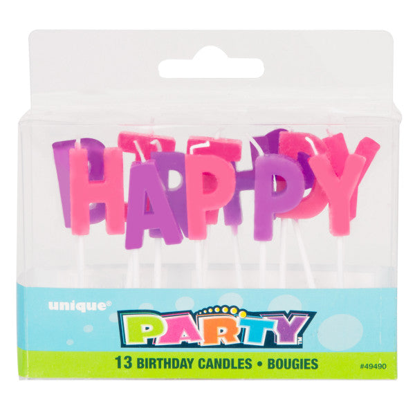 Happy Birthday Letter Candles Pink