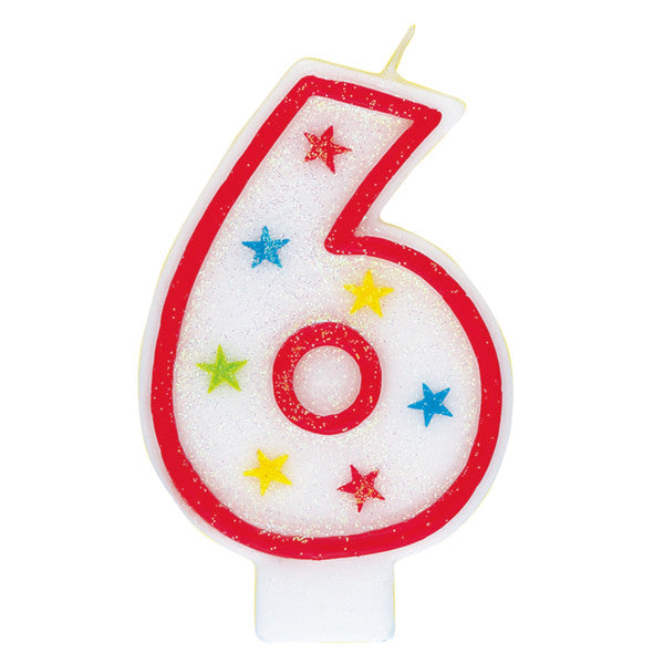 Happy Birthday Candle Big Number 6 With Decoration