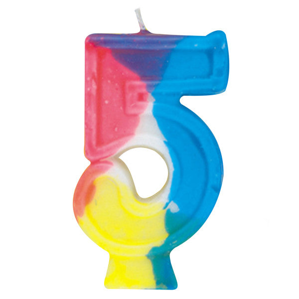 Happy Birthday Multi-color Candle Big Number 5