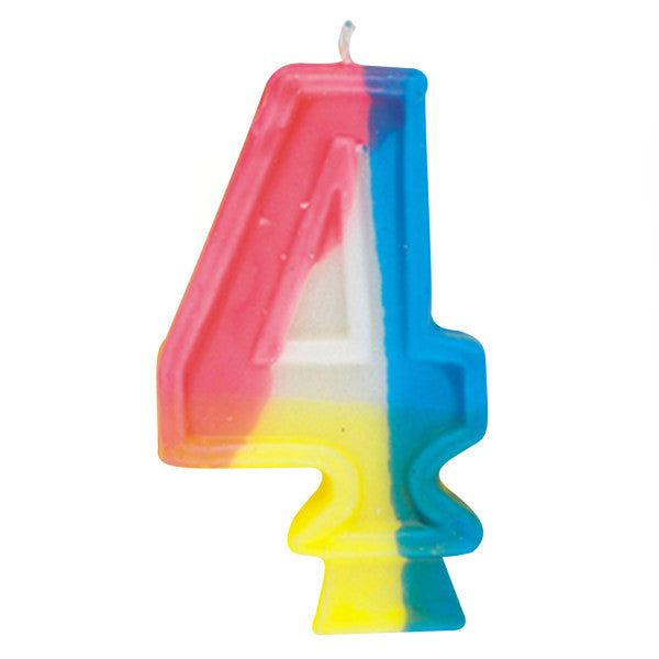 Happy Birthday Multi-color Candle Big Number 4