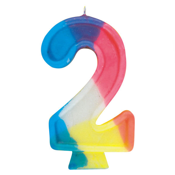 Happy Birthday Multi-color Candle Big Number 2