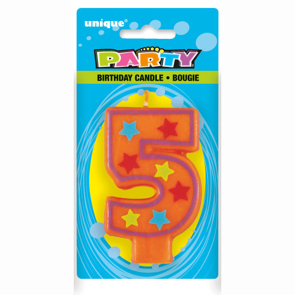Happy Birthday Colorful Design Candle Number 5