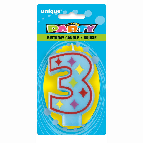 Happy Birthday Colorful Design Candle Number 3