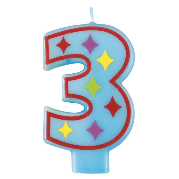 Happy Birthday Colorful Design Candle Number 3