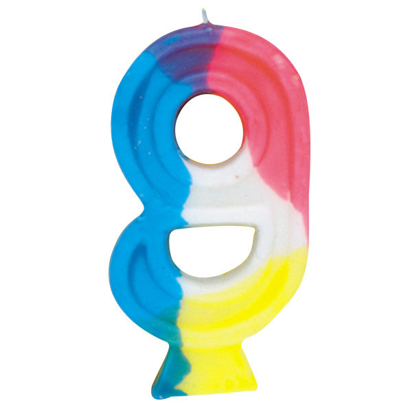 Happy Birthday Multi-color Candle Big Number 9