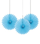 6" Decorative Mini Hanging Fans Blue, 3-ct.