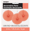 6" Decorative Mini Hanging Fans Orange, 3-ct.