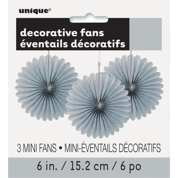 6" Decorative Mini Hanging Fans Gray, 3-ct.