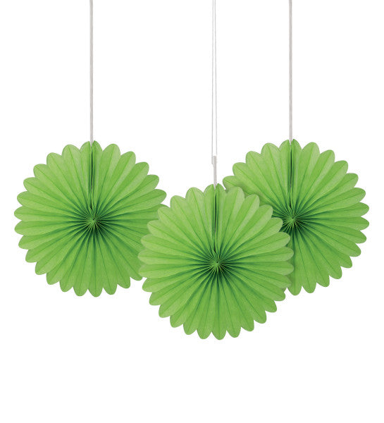 6" Decorative Mini Hanging Fans Green, 3-ct.