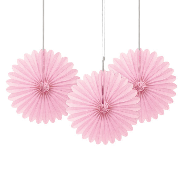 6" Decorative Mini Hanging Fans Pink, 3-ct.