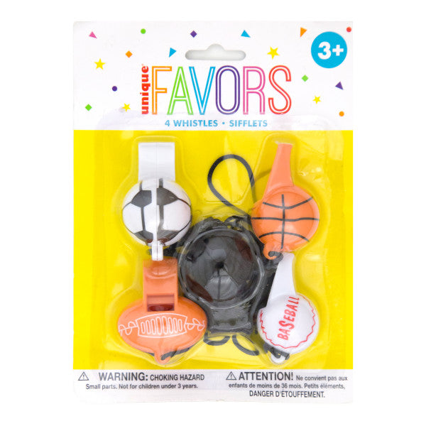 Sports Whistles Party Favors, 4-ct.