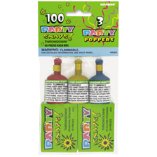 Party Snaps and Party Poppers Combo Party Favors, 5-ct.