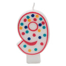 Birthday Candle Colorful Dots Design Number 9