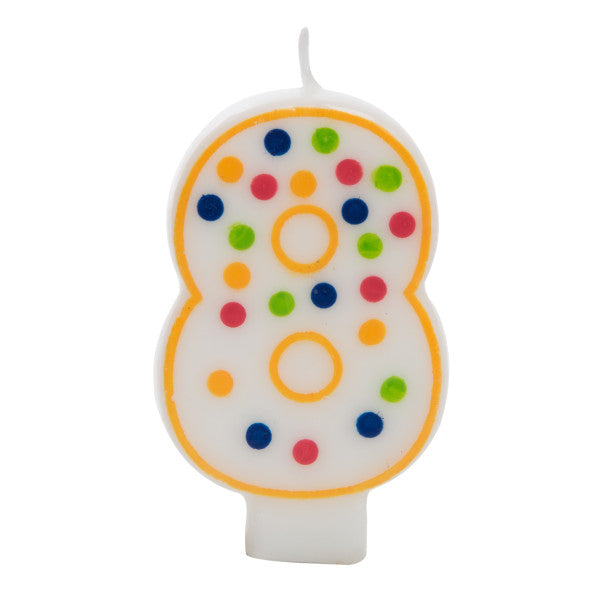 Birthday Candle Colorful Dots Design Number 8