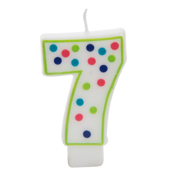 Birthday Candle Colorful Dots Design Number 7
