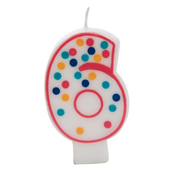 Birthday Candle Colorful Dots Design Number 6