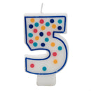 Birthday Candle Colorful Dots Design Number 5