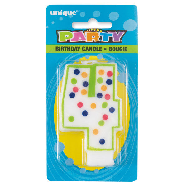 Birthday Candle Colorful Dots Design Number 4