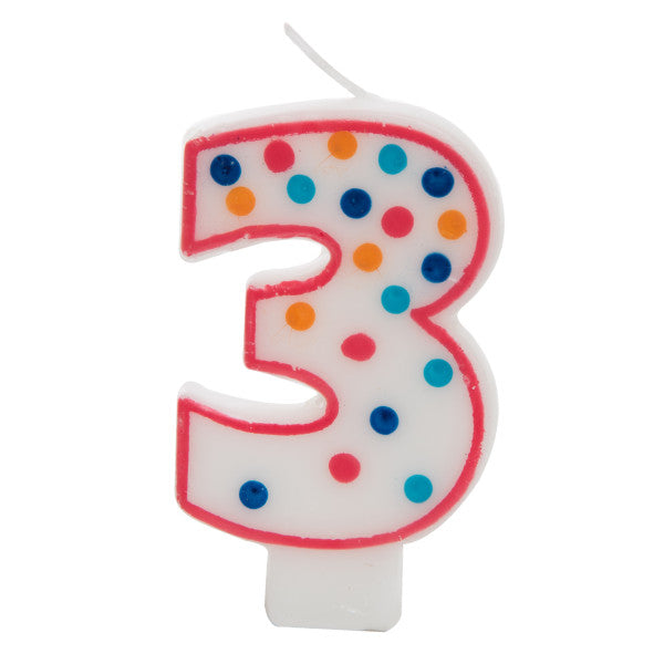 Birthday Candle Colorful Dots Design Number 3