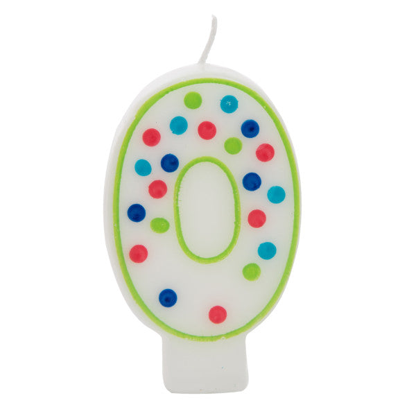 Birthday Candle Colorful Dots Design Number 0