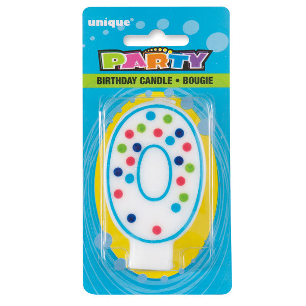 Birthday Candle Colorful Dots Design Number 0