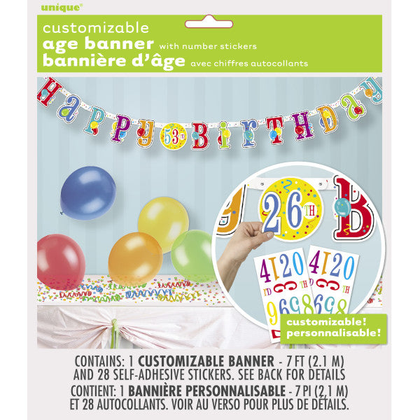 Customizable Age Birthday Banner Kit, 7 ft.