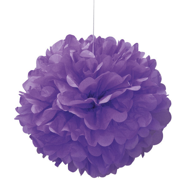 16" Large Puff Ball Purple Decorations, 1-ct.