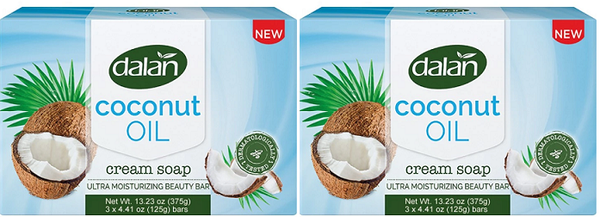 Dalan Coconut Oil Cream Bar Soap, 3 Pack (Pack of 2)