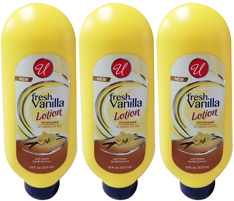 Fresh Vanilla Lotion Oil Infused with Sweet Vanilla Essence 18 fl oz (Pack of 3)