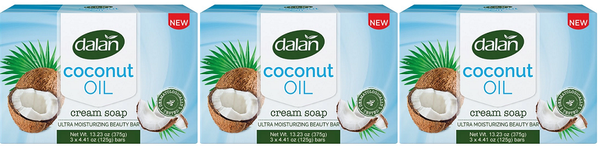 Dalan Coconut Oil Cream Bar Soap, 3 Pack (Pack of 3)