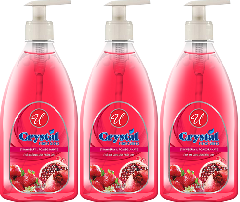 Universal Crystal Strawberry & Pomegranate Hand Soap, 13.5 oz (Pack of 3)