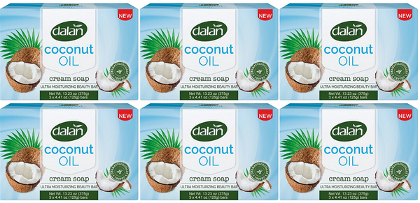 Dalan Coconut Oil Cream Bar Soap, 3 Pack (Pack of 6)