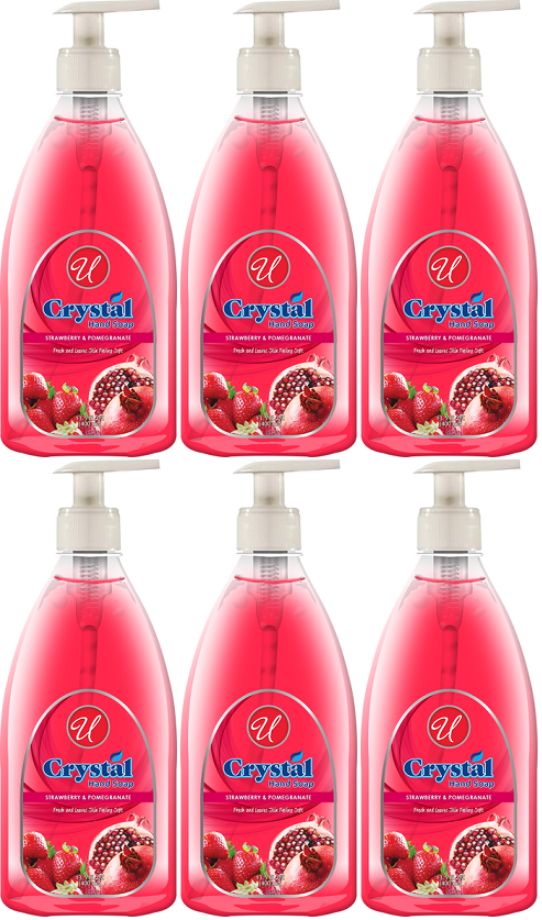 Universal Crystal Strawberry & Pomegranate Hand Soap, 13.5 oz (Pack of 6)