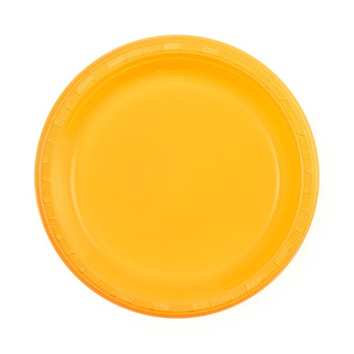 9" Sunshine Yellow Plastic Plate - 10 Count
