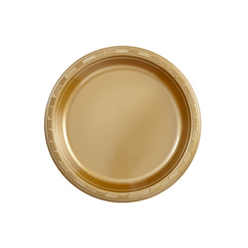 7" Plastic Plate - Gold - 15 Count