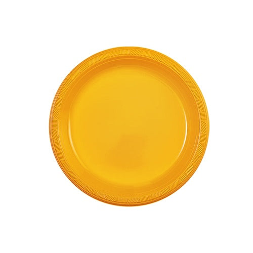 7" Sunshine Yellow Plastic Plate - 15 Count