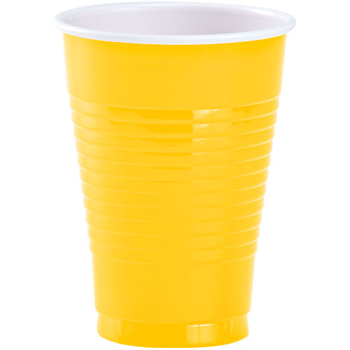 12 oz. Plastic Cup - Sunshine Yellow - 20 Count