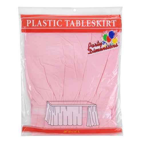 29" X 14' Light Pink Plastic Tableskirt