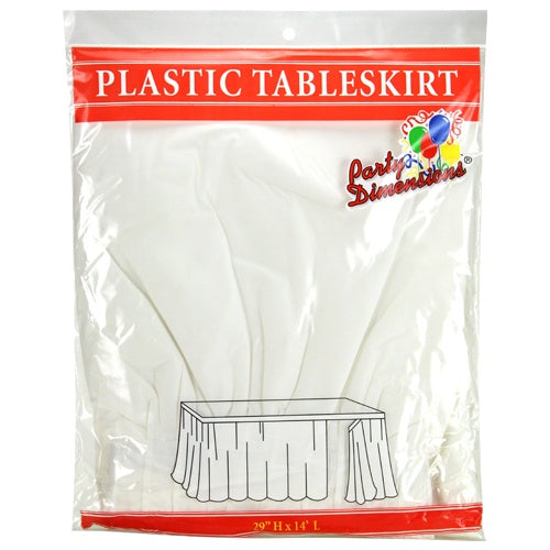 29" X 14’ Plastic Tableskirt - White