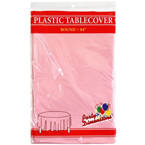 84" Pink Round Plastic Tablecover
