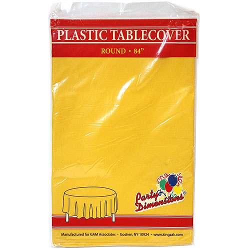 84" Sunshine Yellow Round Plastic Tablecover
