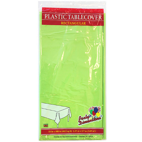 54" X 108" Lime Green Rectangular Plastic Tablecover
