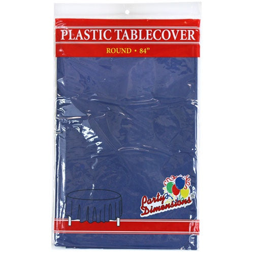 84" Blue Round Plastic Tablecover